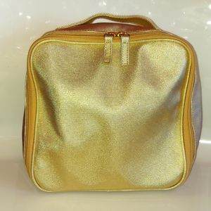 Gold 3 Pocket Makeup Cosmetic Bag